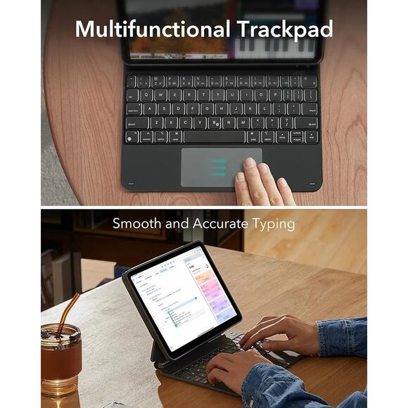 ESR iPad Pro 11 Inch Case w Keyboard (M4, 2024), iPad Pro 11 (5th Gen) New Black - Picture 6 of 11